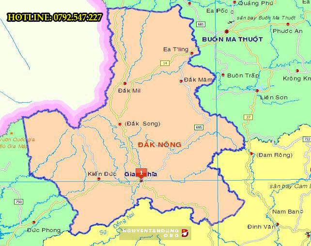 Bản đồ hành chính tỉnh Đắk Nông 2021