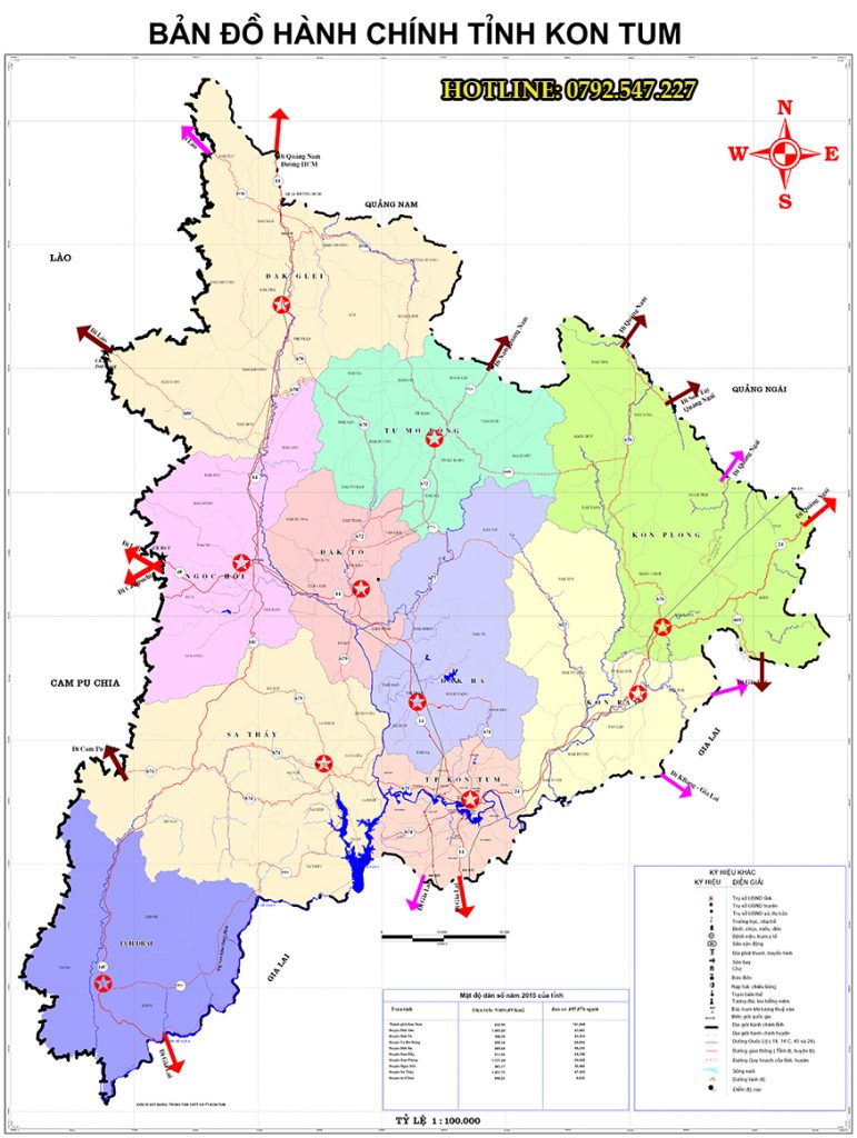 Bản đồ hành chính tỉnh Kon Tum 2021
