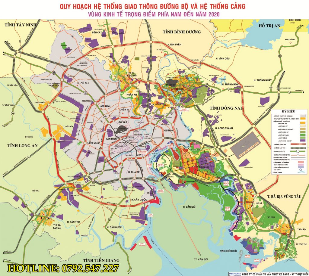 Bản đồ vật quy hướng hạ tầng giao thông vận tải 6 tỉnh Đông Nam Bộ