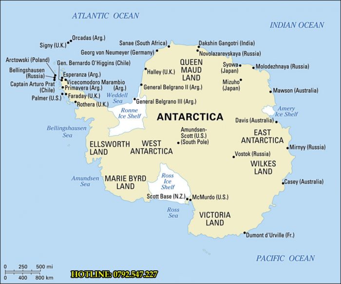 Bản đồ khu vực châu Nam Cực