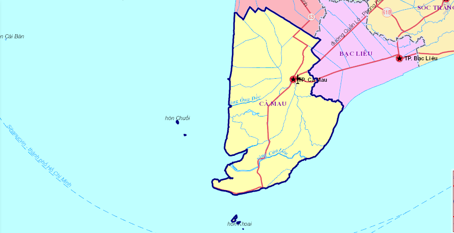 Bản đồ tỉnh Cà Mau