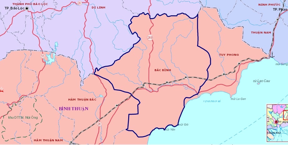 Bản đồ hành chính huyện Bắc Bình