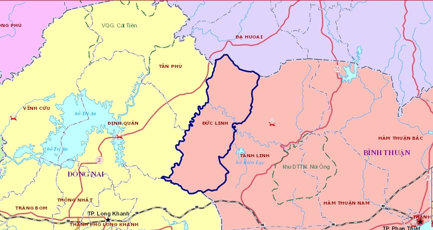 Bản đồ hành chính huyện Đức Linh