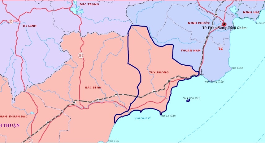 Bản đồ hành chính huyện Tuy Phong