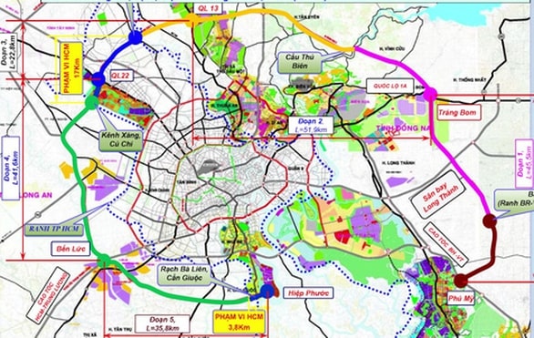 Bản đồ quy hoạch đường Vành đai 4 TPHCM