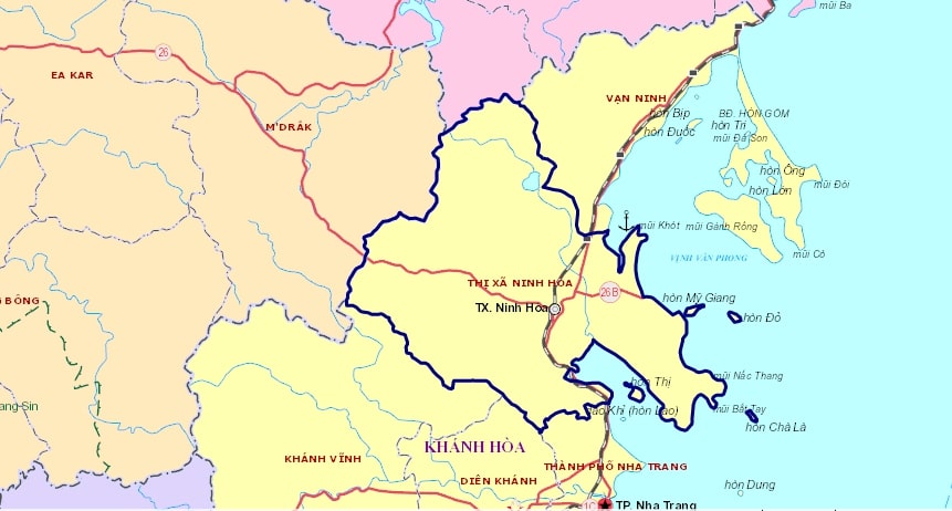 Bản đồ thị xã Ninh Hòa tỉnh Khánh Hòa