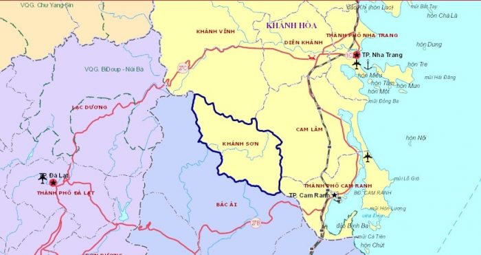 Huyện Khánh Sơn nằm ở phía Nam tỉnh Khánh Hòa