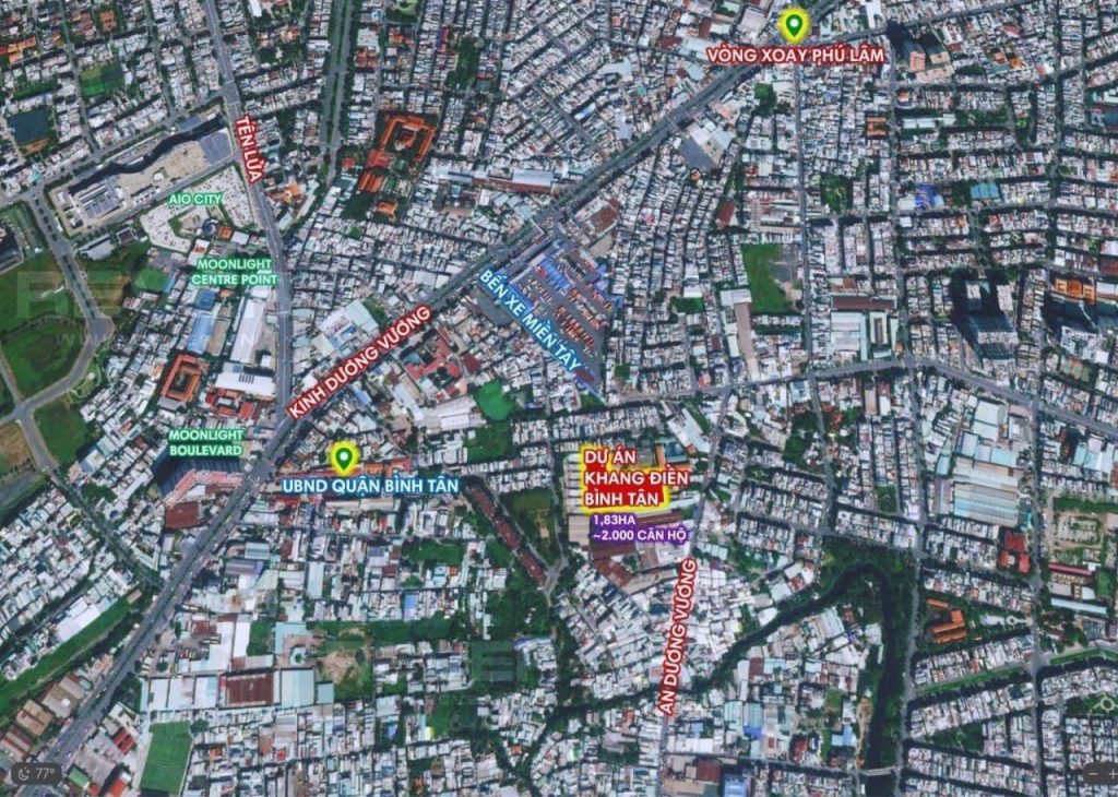 Vị trí dự án The Privia Khang Điền nhin từ ảnh vệ tinh