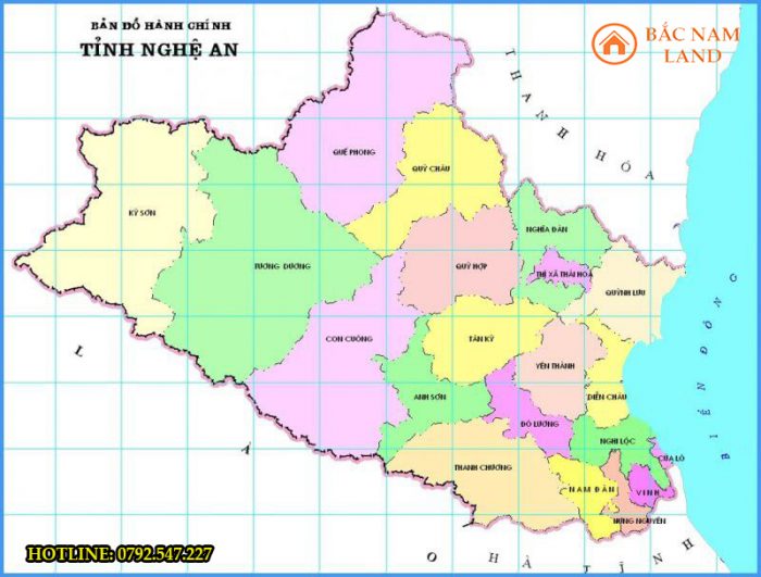 Bản đồ hành chính tỉnh Nghệ An.